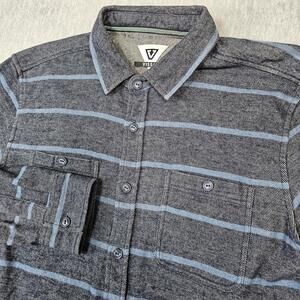 Vissla Shirt Men M Blue Striped Shaver Flannel Button Up Long Sleeve Regular Fit